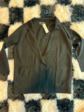 J. Crew Black Open-Front Pocket Cardigan